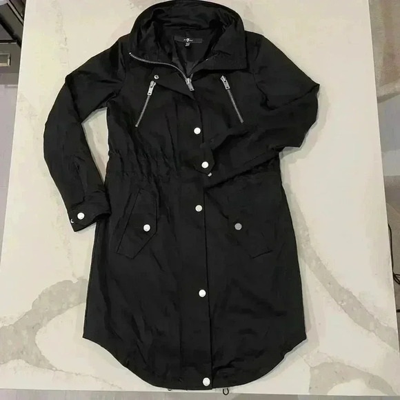 7 For All Mankind Womens XS Water Repellent Tunnel Anorak Jacket Trench Raincoat - Picture 1 of 7